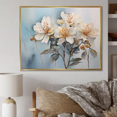 Design Art Essence Of Rhododendron Simplicity In Gold Floater Framed