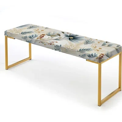 Design Art Ethereal Neutrals Ii Boho Pattern - Floral Upholstered Gold Bench