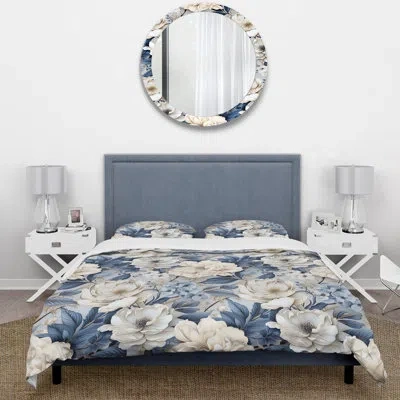 Design Art Ethereal Shadows Moody Patterns I Bedding In Blue;white