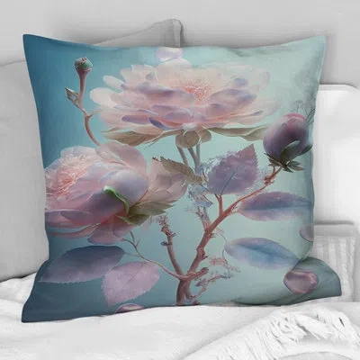 Design Art Ethereal Soft Blossoming Pink Rose Iii - Rose Printed Throw Pillow