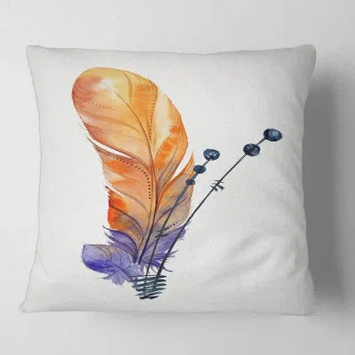 Design Art Ethnic Animal Composition Square Pillow Cover & Insert In Orange