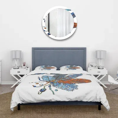 Design Art Ethnic Boho Style Design - Bohemian & Eclectic Duvet Cover Set - Microfiber Polyester In Blue
