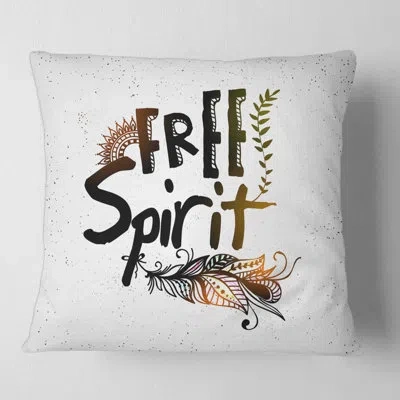 Design Art Ethnic Feather Free Spirit Square Pillow Cover And Insert In Black
