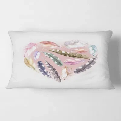 Design Art Ethnic Feather Heart Rectangular Pillow Cover & Insert