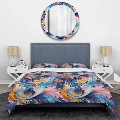 Design Art Ethno Paisley Harmony Fuse Marble Pattern - Marble Duvet Cover Set In Blue;yellow;pink