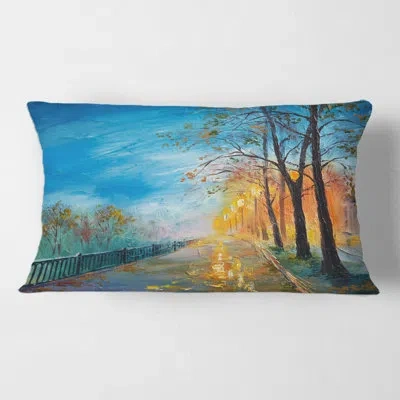 Design Art Evening On Autumn Road - Traditional Printed Pillow