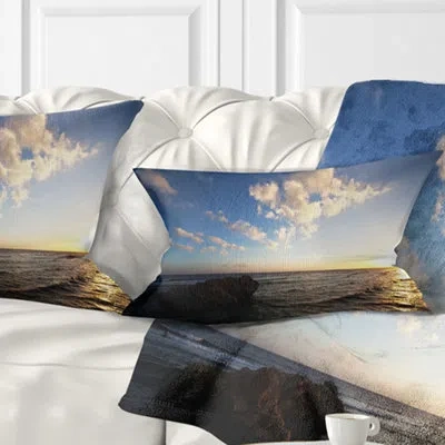 Design Art Evening Sea After Heavy Storm - Sea & Shore Printed Throw Pillow In Multi-color
