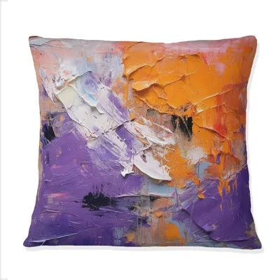 Design Art Evolving Movements Abstract Expressionism Ii - Abstract Painting Printed Throw Pillow In Orange;purple