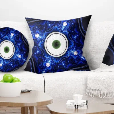 Design Art Exotic Blue Pattern With Circles - Abstract Printed Pillow