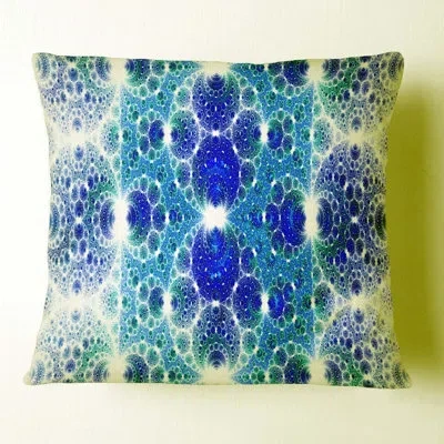 Design Art Exotic Fractal Crescent Pattern - Abstract Printed Pillow In Blue