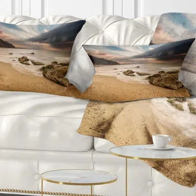 Design Art Exotic Seashore With White Waves - Sea & Shore Printed Throw Pillow