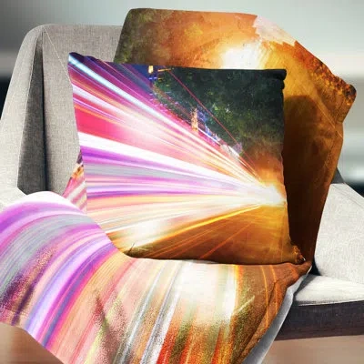Design Art Expressway Light Trails - Cityscape Printed Throw Pillow