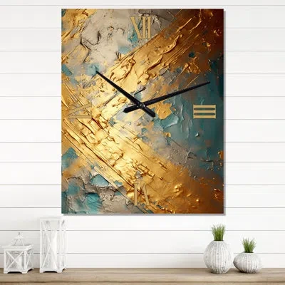 Design Art Exquisite Evening Glow Vintage Gold I - Modern Geometric Vintage Wall Clock