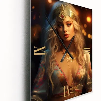 Design Art Exquisite Flirtatious Gorgeous Boho Model - Fashion Woman Wall Clock In Gold