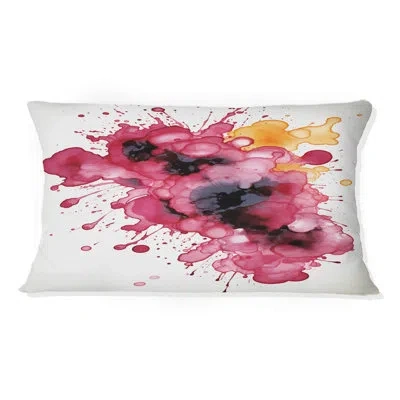 Design Art Exquisite Fluidity Magenta Ink Clouds - Abstract Painting Printed Throw Pillow In Red;gold