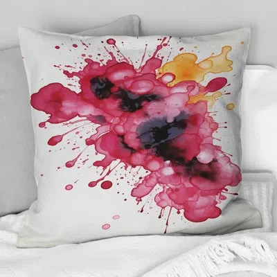 Design Art Exquisite Fluidity Magenta Ink Clouds - Abstract Painting Printed Throw Pillow In Red;gold