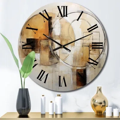 Design Art Exquisite Nostalgia Retro Gold Geometric Ii Metal Wall Clock