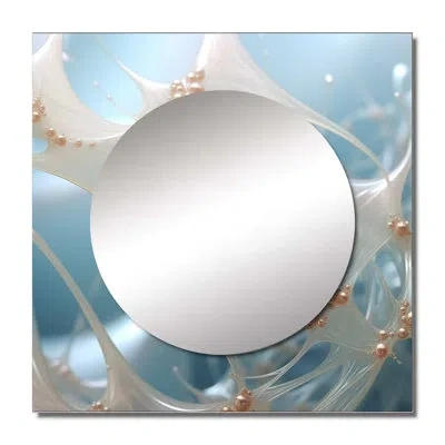 Design Art Exquisite Pearl Core Silver Designs I - Abstract Landscape Square Mirror For Wall Art Decor In Gold;silver