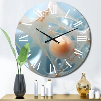 Design Art Exquisite Pearl Core White Silver Designs I Wall Clock In Gold