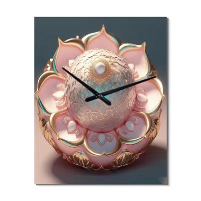 Design Art Exquisite Pink Lotus Mandala I - Boho Mandala Wall Clock