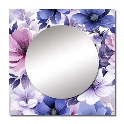 Design Art Exquisite Purple Beauty Floral Pattern - Floral Large Square Mirror For Wall Art Decor