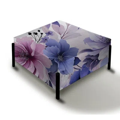 Design Art Exquisite Purple Beauty Floral Pattern - Floral Large Square Ottoman