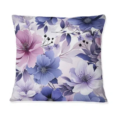 Design Art Exquisite Purple Beauty Floral Pattern - Floral Printed Throw Pillow