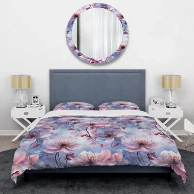 Design Art Exquisite Purple Beauty Floral Pattern I - Floral Duvet Cover Set