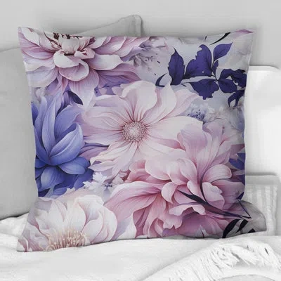 Design Art Exquisite Purple Beauty Floral Pattern Ii - Floral Printed Throw Pillow
