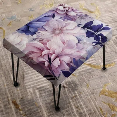 Design Art Exquisite Purple Beauty Floral Pattern Ii - Floral Rectangle Ottoman