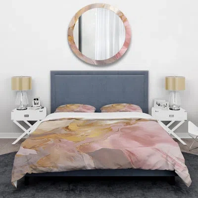 Design Art Exquisite Symphony Abstract Pink Pastel - Abstract Duvet Cover Set - Microfiber Polyester