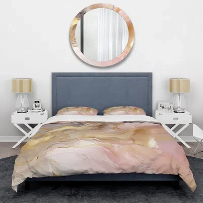 Design Art Exquisite Symphony Abstract Pink Pastel I - Abstract Duvet Cover Set - Microfiber Polyester