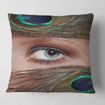 Design Art Eye And Peacock Feathers Square Pillow Cover And Insert