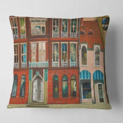 Design Art Facade Of Shop In Paris I Square Pillow Cover And Insert In Red