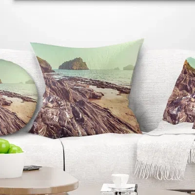 Design Art Fantastic Halong Bay Vietnam - Sea & Shore Printed Pillow In Blue;brown