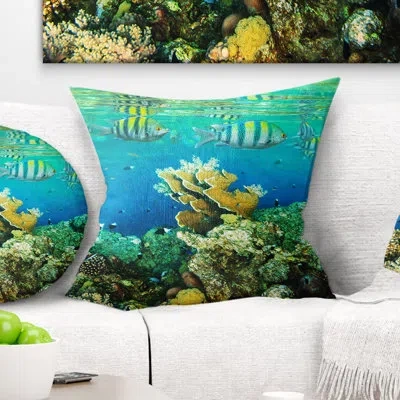 Design Art Fantastic Red Sea Coral Fish - Sea & Shore Printed Pillow