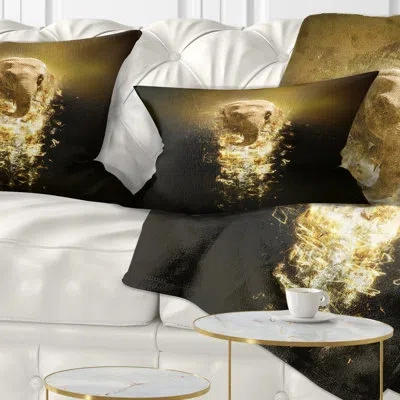 Design Art Fantasy Elephant On Black - Animal Printed Pillow