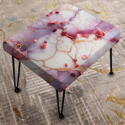 Design Art Fantasy Marble Pattern - Marble Rectangle Ottoman In Pink;gold