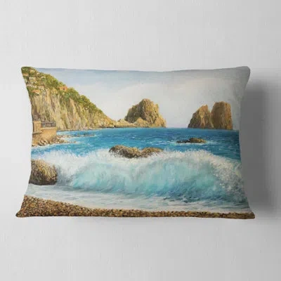 Design Art Faraglioni On Island Capri - Sea & Shore Printed Pillow