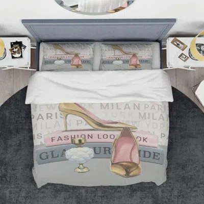 Design Art Fashion High Heels Iii Duvet Cover Set In Gray