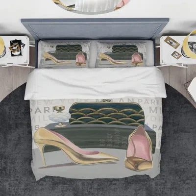 Design Art Fashion High Heels Iv Duvet Cover Set In Gray