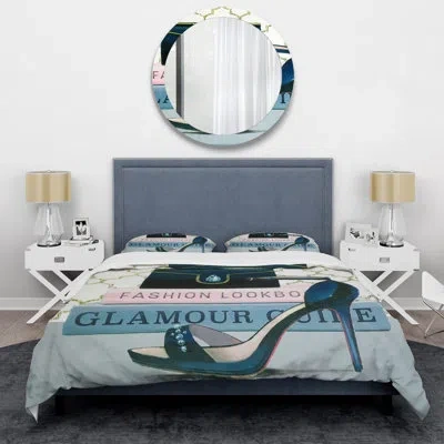 Design Art Fashion High Heels Vii Duvet Cover Set In Gray