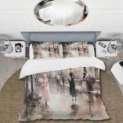 Design Art Fashion Impressionist Elegance I - Duvet Cover Set - Microfiber Polyester In Beige