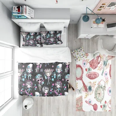 Design Art Fashion Teenagers Glamorous & Sport Girls - Modern Sport Duvet Cover Set - Microfiber Polyester In Black