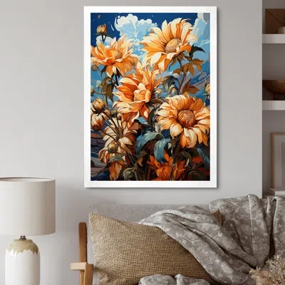Design Art Fauvist Flourish Sunflowers Ii On Canvas Print In White Picture Framed