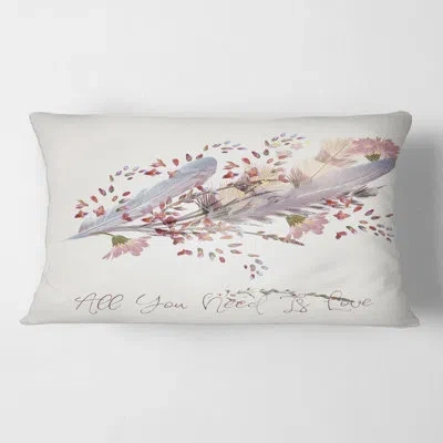 Design Art Feathers And Bird All You Need Is Love Rectangular Pillow Cover & Insert