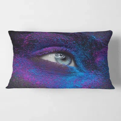 Design Art Female Eye With Dry Paint Dust Pigment On Face Rectangular Pillow Cover & Insert