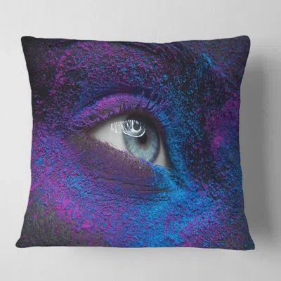 Design Art Female Eye With Dry Paint Dust Pigment On Face Square Pillow Cover And Insert