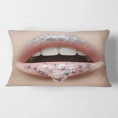 Design Art Female Lips With A Gel On The Lips And Stars Rectangular Pillow Cover & Insert