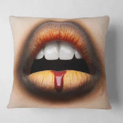 Design Art Female Lips With And Lipstick Square Pillow Cover And Insert